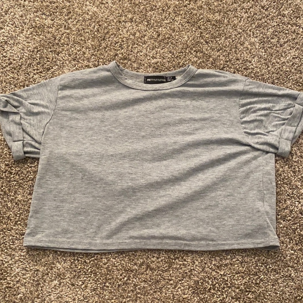 Grey Cropped PLT top